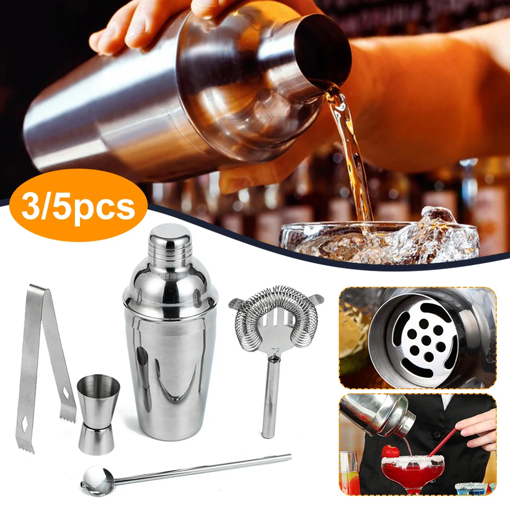 3/5pcs Cocktail Shaker Bartender Kit Stainless Steel Cocktail Shaker With Measuring Jigger Spoon Wine Drinks Mixer Bar Tools
3/5pcs Cocktail Shaker Bartender Kit Stainless Steel Cocktail Shaker With Measuring Jigger Spoon Wine Drinks Mixer Bar Tools