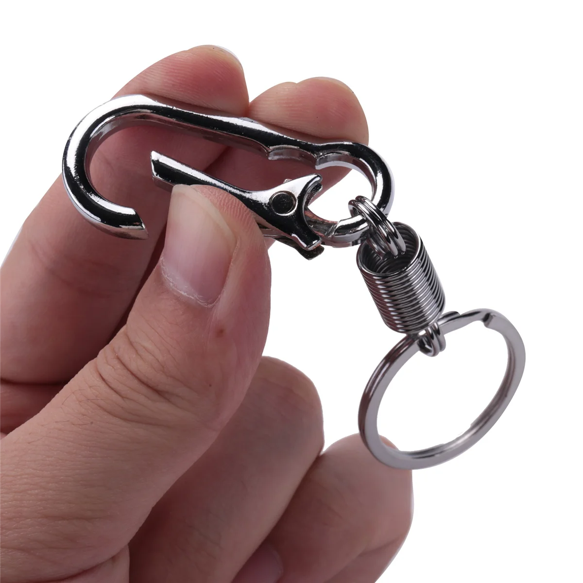 Sturdy Carabiner Key Chain Key Ring Polished Key Chain Spring Key Chain Business Waist Key Chain, Silver 
Sturdy Carabiner Key Chain Key Ring Polished Key Chain Spring Key Chain Business Waist Key Chain, Silver