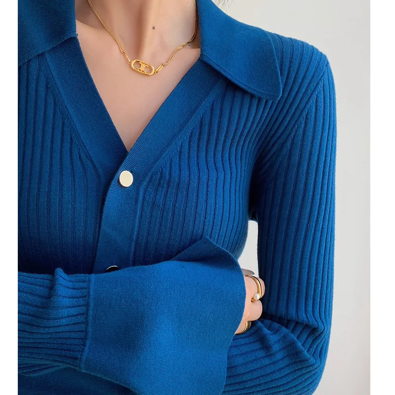 Women Knitted Pullovers Polo Neck Full Sleeve Slim Fit Tops Splice Casual Single Breasted Elegant Autumn Winter 2023 Jumpers
Women Knitted Pullovers Polo Neck Full Sleeve Slim Fit Tops Splice Casual Single Breasted Elegant Autumn Winter 2023 Jumpers