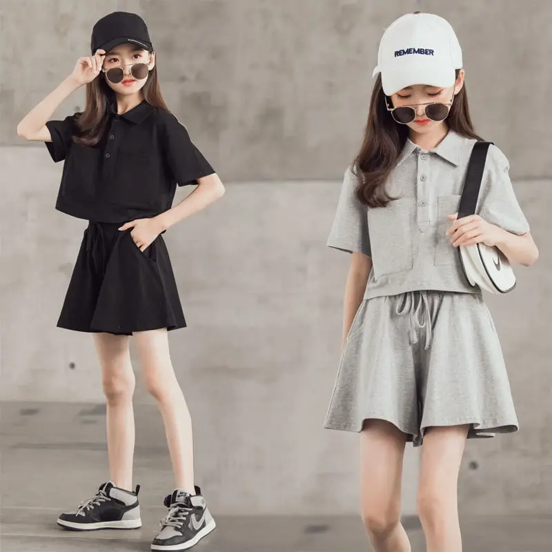 Girls sports suit Children Polos shirt outfits summer children's fashion short-sleeved T shorts wear skirt pants two-piece sets
Girls sports suit Children Polos shirt outfits summer children's fashion short-sleeved T shorts wear skirt pants two-piece sets