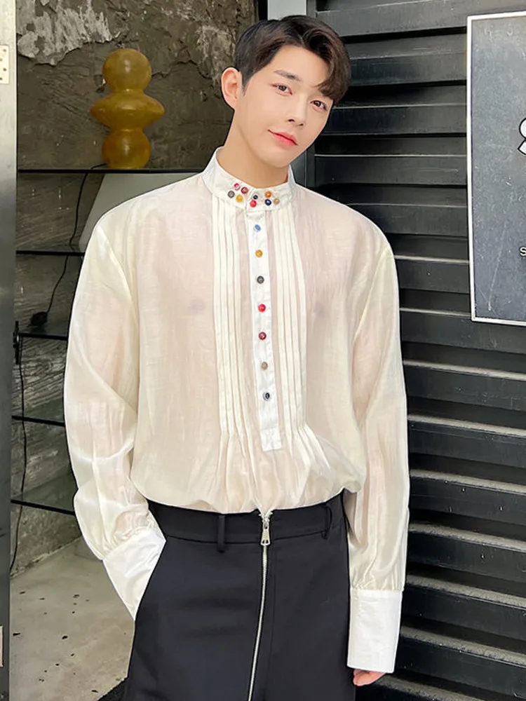 SYUHGFA 2022 Spring Stand Collar Irregular Single Breasted Long Sleeve Thin Shirt For Men Pleated Loose Tops Shirt Men Clothing
SYUHGFA 2022 Spring Stand Collar Irregular Single Breasted Long Sleeve Thin Shirt For Men Pleated Loose Tops Shirt Men Clothing