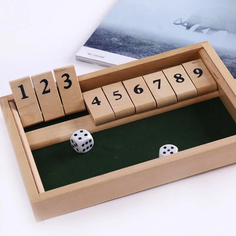 Shut the Box Wooden Board Game Set with 9 Digital Tile 2 Dice Interactive Classic Family Game for Adults Indoor Drinking P31B
Shut the Box Wooden Board Game Set with 9 Digital Tile 2 Dice Interactive Classic Family Game for Adults Indoor Drinking P31B