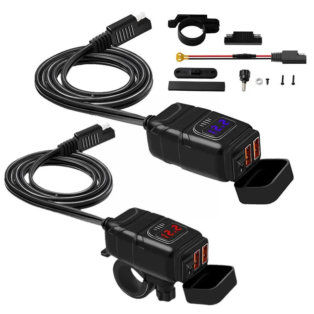 Зарядное устройство для мотоцикла с двумя Usb-портами, водонепроницаемое быстрое зарядное устройство Qc3.0, вольтметр с выключателем, розетка ...
Зарядное устройство для мотоцикла с двумя Usb-портами, водонепроницаемое быстрое зарядное устройство Qc3.0, вольтметр с выключателем, розетка ...