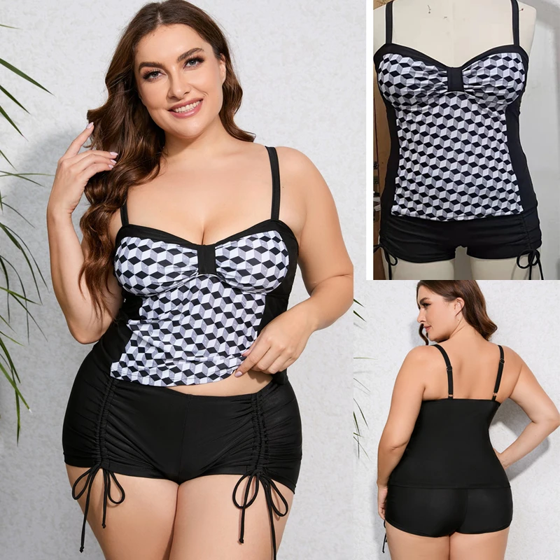 2023 New Plus Size XL-10XL Two Piece Swimwear Women Tankini Swimsuit Plaid Patchwork Swimming Suit for Women Retro Swimwear
2023 New Plus Size XL-10XL Two Piece Swimwear Women Tankini Swimsuit Plaid Patchwork Swimming Suit for Women Retro Swimwear
