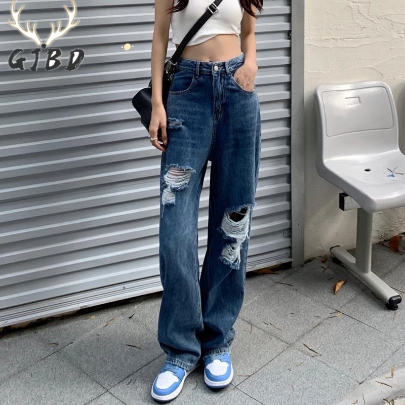 Vintage Ripped Jeans Woman's High Waist 2022 Summer Wide Leg Denim Trouser Baggy Casual Loose Streetwear Straight Mom Jean Pants
Vintage Ripped Jeans Woman's High Waist 2022 Summer Wide Leg Denim Trouser Baggy Casual Loose Streetwear Straight Mom Jean Pants