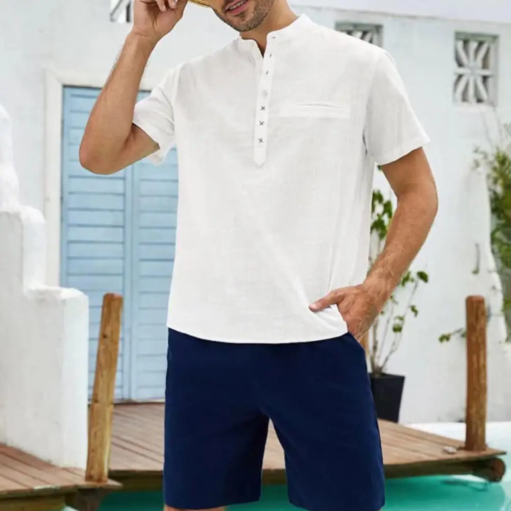 Men's Linen Shirt Solid Color All Match Stand Collar Casual Summer Shirt Leisure Loose Cotton Linen Shirt Tops Men's Clothing 
Men's Linen Shirt Solid Color All Match Stand Collar Casual Summer Shirt Leisure Loose Cotton Linen Shirt Tops Men's Clothing