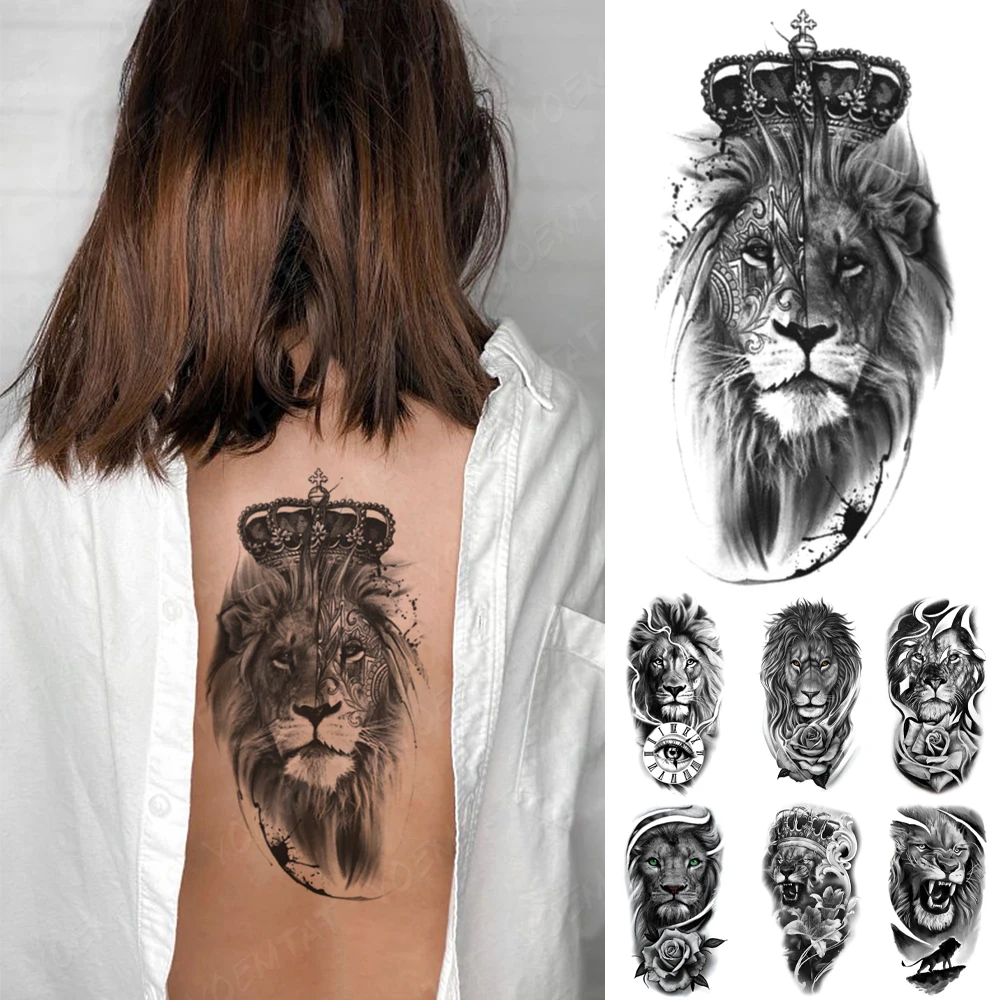 Waterproof Temporary Tattoo Sticker Lion Crown Clock Rose Flower Wolf Tiger King Flash Tatto Women Men Arm Body Art Fake Tattoos
Waterproof Temporary Tattoo Sticker Lion Crown Clock Rose Flower Wolf Tiger King Flash Tatto Women Men Arm Body Art Fake Tattoos