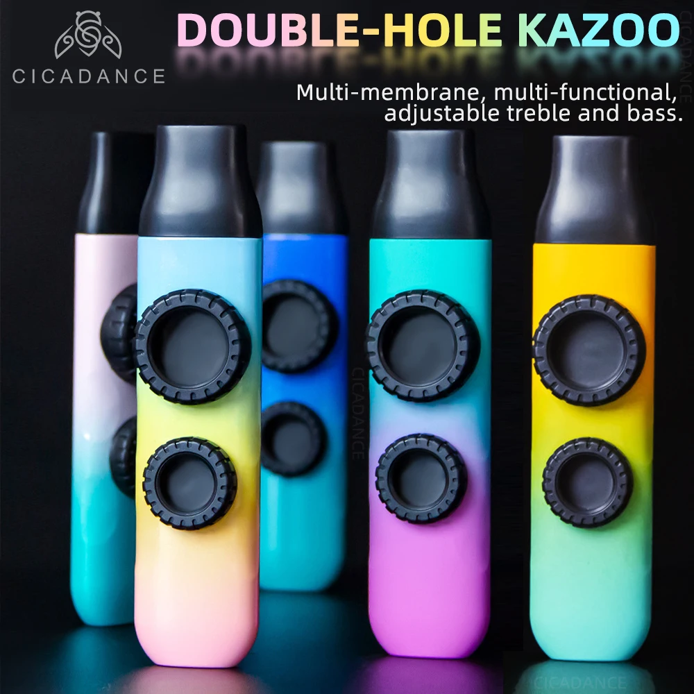 Дизайн с двумя отверстиями Kazoo, двойная пленка Kazoo, градиентный цвет, укулеле, гитара, аккомпанемент, портативный музыкальный инструмент, подарок для начинающих
Дизайн с двумя отверстиями Kazoo, двойная пленка Kazoo, градиентный цвет, укулеле, гитара, аккомпанемент, портативный музыкальный инструмент, подарок для начинающих