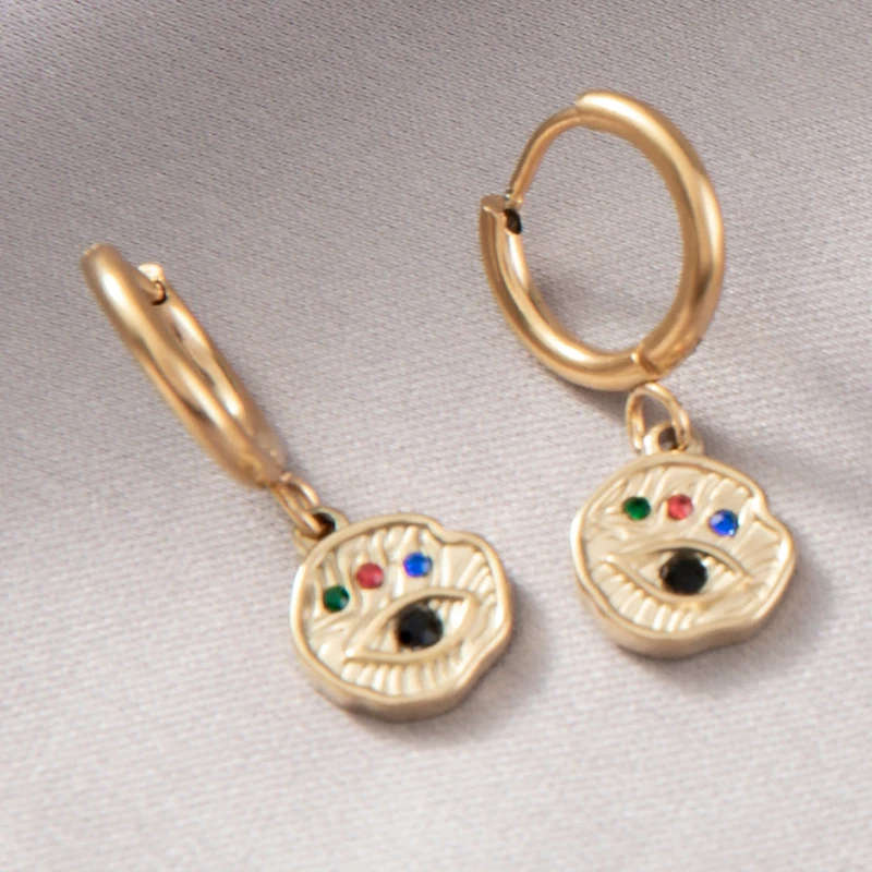 Evil Eye Dangle Earring Luxury Colorful Diamond Gold Color Hoop Earrings for Women Vintage Korean Fashion Jewelry Pendientes 
Evil Eye Dangle Earring Luxury Colorful Diamond Gold Color Hoop Earrings for Women Vintage Korean Fashion Jewelry Pendientes