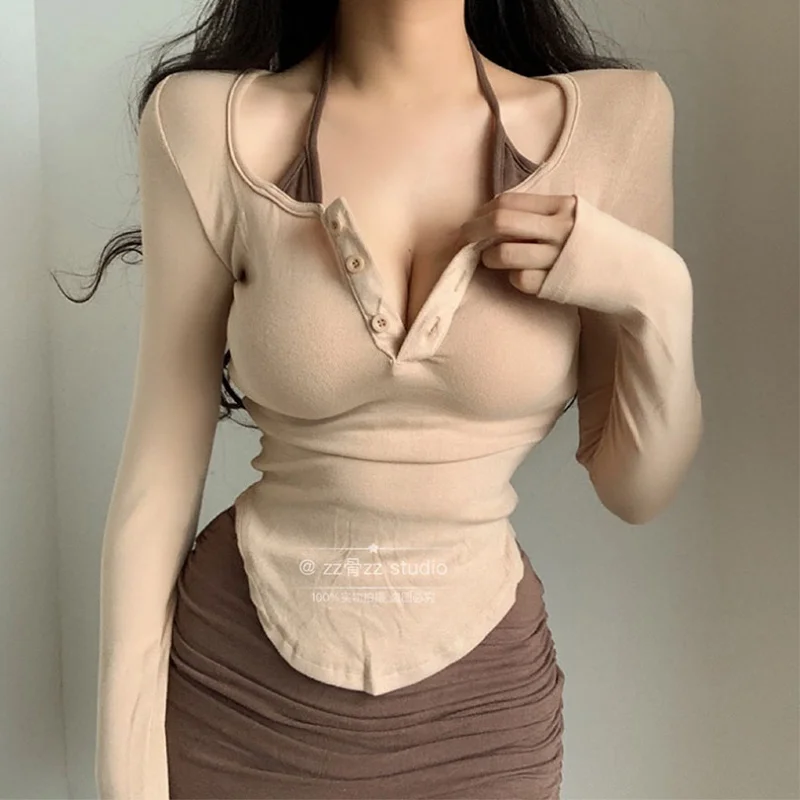 Autumn New Halter Strap Elegant Slightly Mature Basic Style Pullover Fake Two-Piece Long SleeveTShirt Top All-Match Stitching
Autumn New Halter Strap Elegant Slightly Mature Basic Style Pullover Fake Two-Piece Long SleeveTShirt Top All-Match Stitching