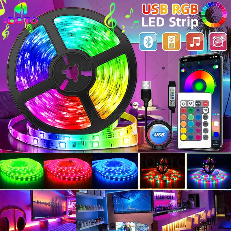 USB LED Strip Light Tape Bluetooth 5050 SMD 5V USB RGB Lights Flexible LED Lamp Tape Ribbon RGB Self-adhesive TV Desktop Diode 
USB LED Strip Light Tape Bluetooth 5050 SMD 5V USB RGB Lights Flexible LED Lamp Tape Ribbon RGB Self-adhesive TV Desktop Diode