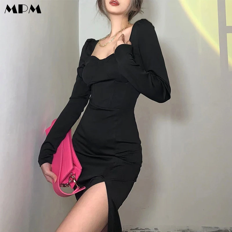 Fashion High Waist Women's Solid Dress Casual Square Neck Long Sleeve Ladies Slit Long Skirt Sexy Slim Women's Clothing 2022
Fashion High Waist Women's Solid Dress Casual Square Neck Long Sleeve Ladies Slit Long Skirt Sexy Slim Women's Clothing 2022