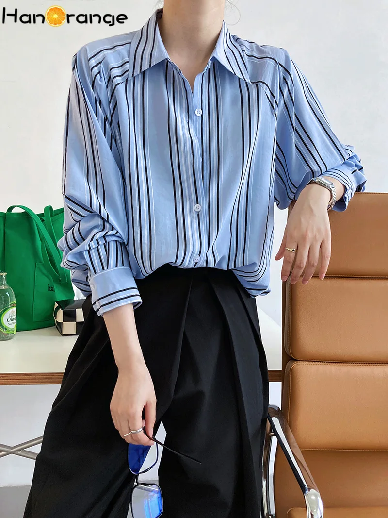 HanOrange Vertical Striped Shirt Women Single Breasted 2022 Autumn Loose Stacked Lazy Long Sleeve Sunscreen Top Blue/White
HanOrange Vertical Striped Shirt Women Single Breasted 2022 Autumn Loose Stacked Lazy Long Sleeve Sunscreen Top Blue/White