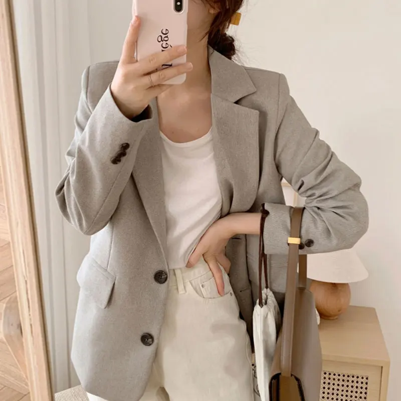 Temperament Simple Loose Woman Blazers Long Sleeve Offive Lady Jacket Women Versatile High-end Texture Womans Tops Mujer
Temperament Simple Loose Woman Blazers Long Sleeve Offive Lady Jacket Women Versatile High-end Texture Womans Tops Mujer