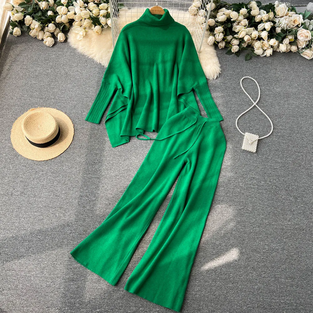 Autumn and Winter New Lazy Wind Loose High Collar Irregular Sweater Plus Wide Leg Long Pants Two-piece Set
Autumn and Winter New Lazy Wind Loose High Collar Irregular Sweater Plus Wide Leg Long Pants Two-piece Set