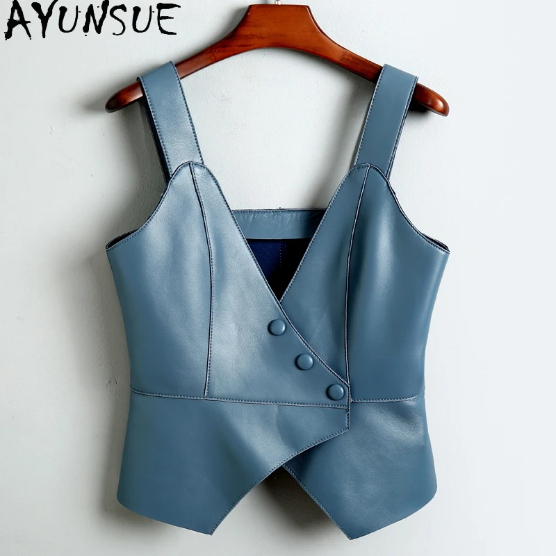 AyunsueTank Top Women Sheepskin Genuine Leather Vest Basic Ladies Camisole Tops Black Cami Top Femme Clothes Debardeur Femmes
AyunsueTank Top Women Sheepskin Genuine Leather Vest Basic Ladies Camisole Tops Black Cami Top Femme Clothes Debardeur Femmes