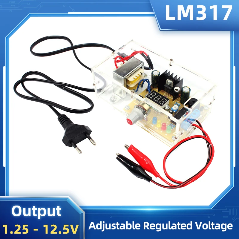 LM317 Adjustable Regulated Voltage Module 110V 220V to 1.25V-12.5V Step-down Power Supply Adapter PCB Board DIY Electronic kits
LM317 Adjustable Regulated Voltage Module 110V 220V to 1.25V-12.5V Step-down Power Supply Adapter PCB Board DIY Electronic kits