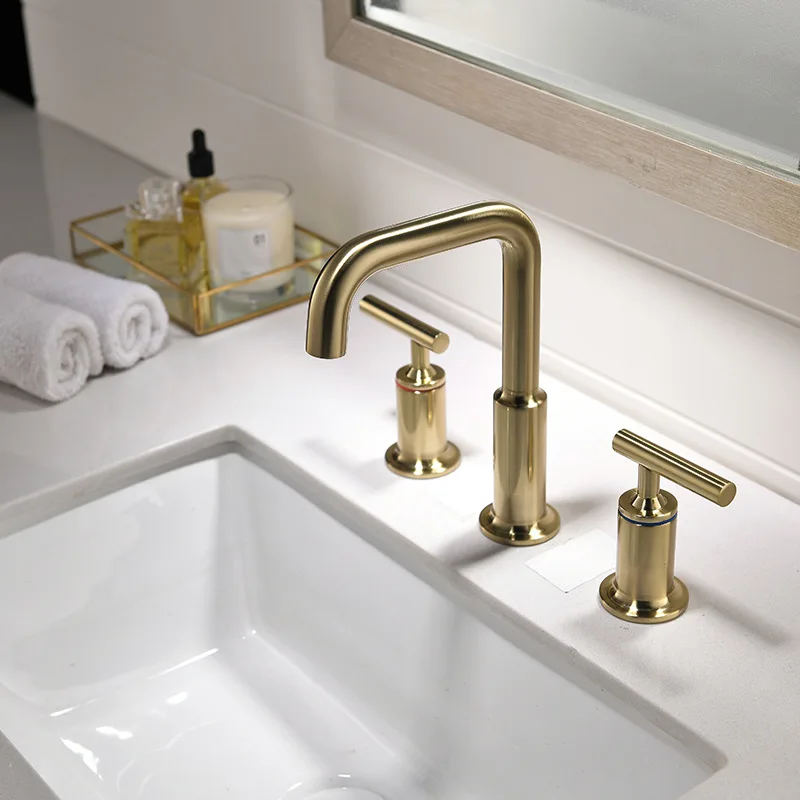 Widespread Basin Faucet 3 Holes Dual Handles Bathroom Basin Mixer Tap Brushed Sink Tap Rose Gold Bathroom Water Faucet
Widespread Basin Faucet 3 Holes Dual Handles Bathroom Basin Mixer Tap Brushed Sink Tap Rose Gold Bathroom Water Faucet