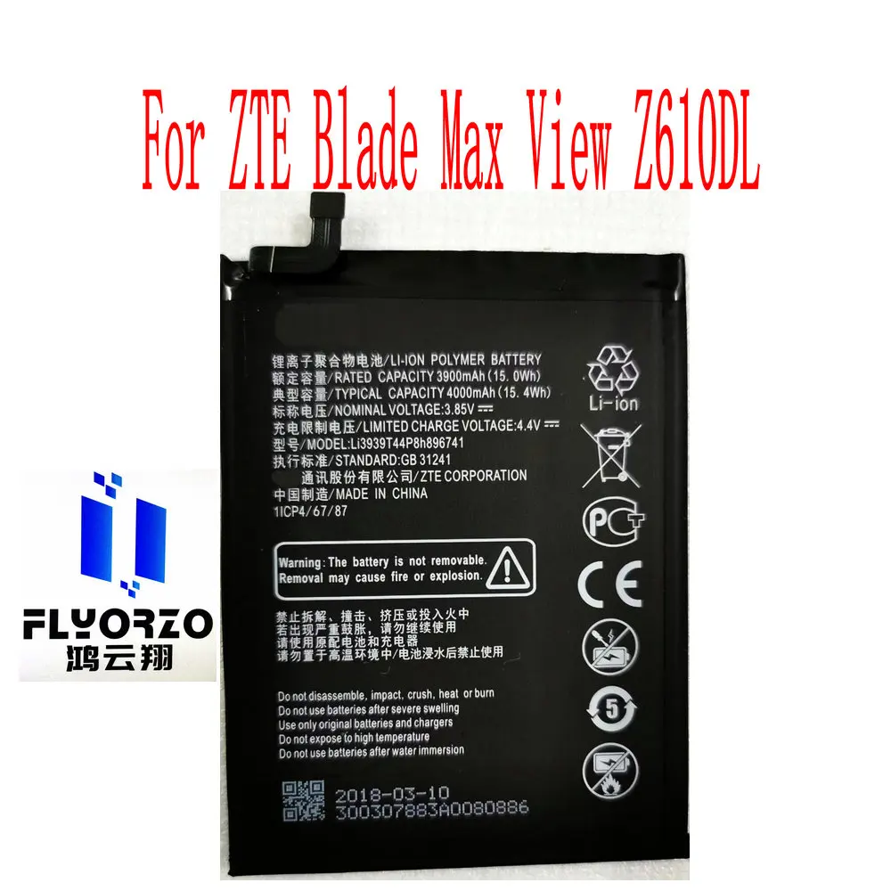 New High Quality 4000mAh Li3939T44P8h896741 Battery For ZTE Blade Max View Z610DL mobile phone
New High Quality 4000mAh Li3939T44P8h896741 Battery For ZTE Blade Max View Z610DL mobile phone