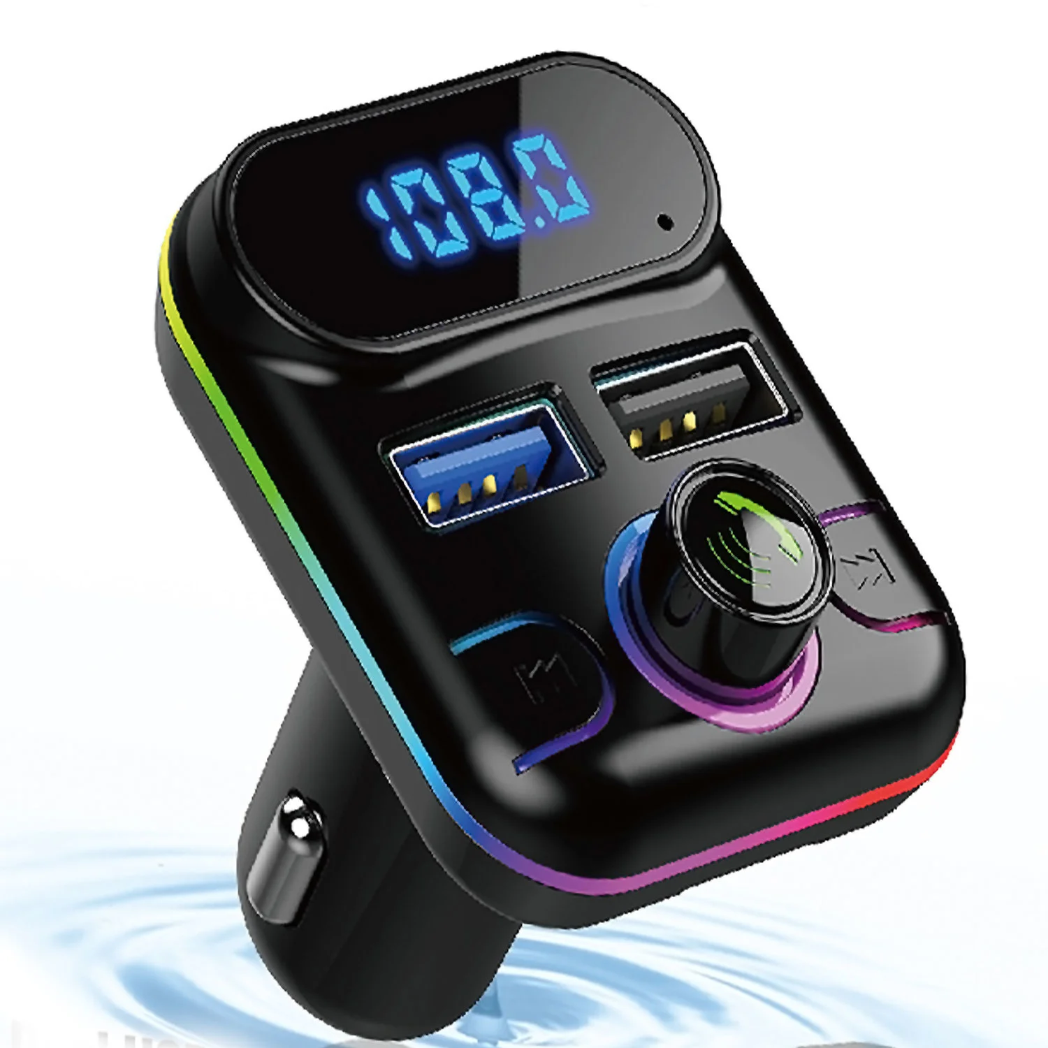 Быстрая зарядка Автомобильный FM-передатчик RGB синий зуб 5 0 автомобильный