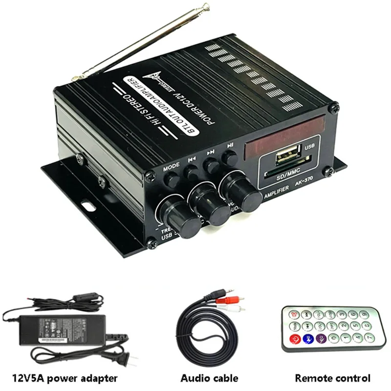 HY-502S KENTIGER с адаптером питания 12 В, 5 А, 40 Вт, мини-усилитель Bluetooth + AV-кабель + пульт дистанционного управления, USB/SD-картой, FM-радио
HY-502S KENTIGER с адаптером питания 12 В, 5 А, 40 Вт, мини-усилитель Bluetooth + AV-кабель + пульт дистанционного управления, USB/SD-картой, FM-радио
