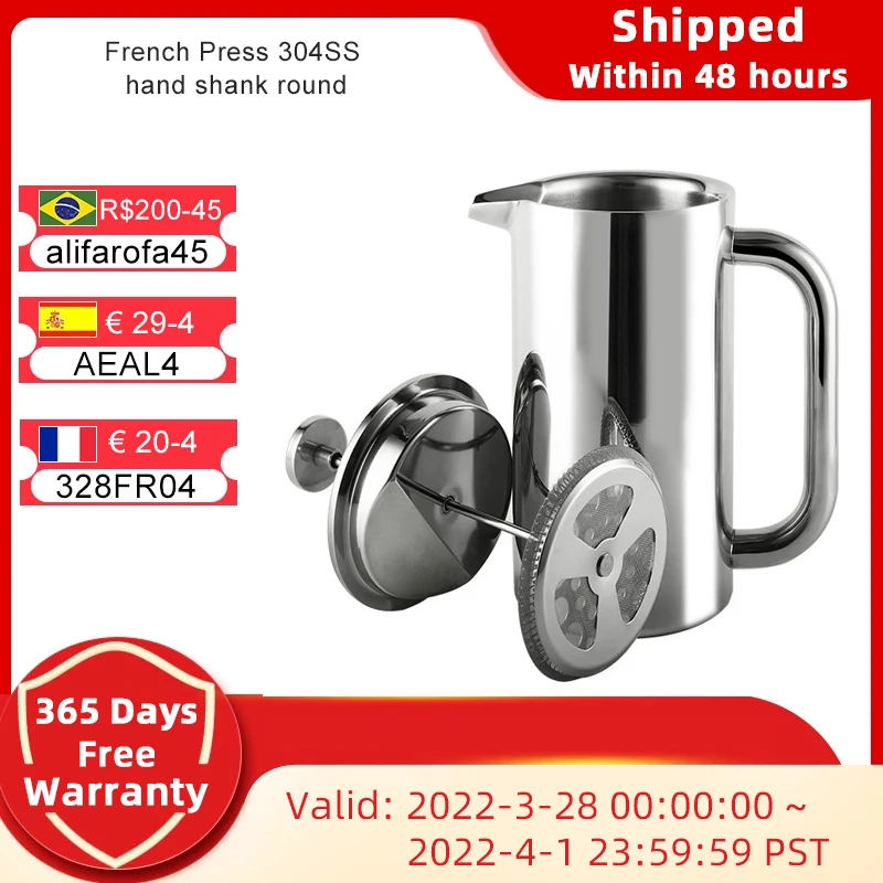 Coffee Maker French Press Stainless Steel Espresso Cappuccino Machine Macaron Double-Wall Insulated Coffee Tea Maker Pot 1000ml
Coffee Maker French Press Stainless Steel Espresso Cappuccino Machine Macaron Double-Wall Insulated Coffee Tea Maker Pot 1000ml