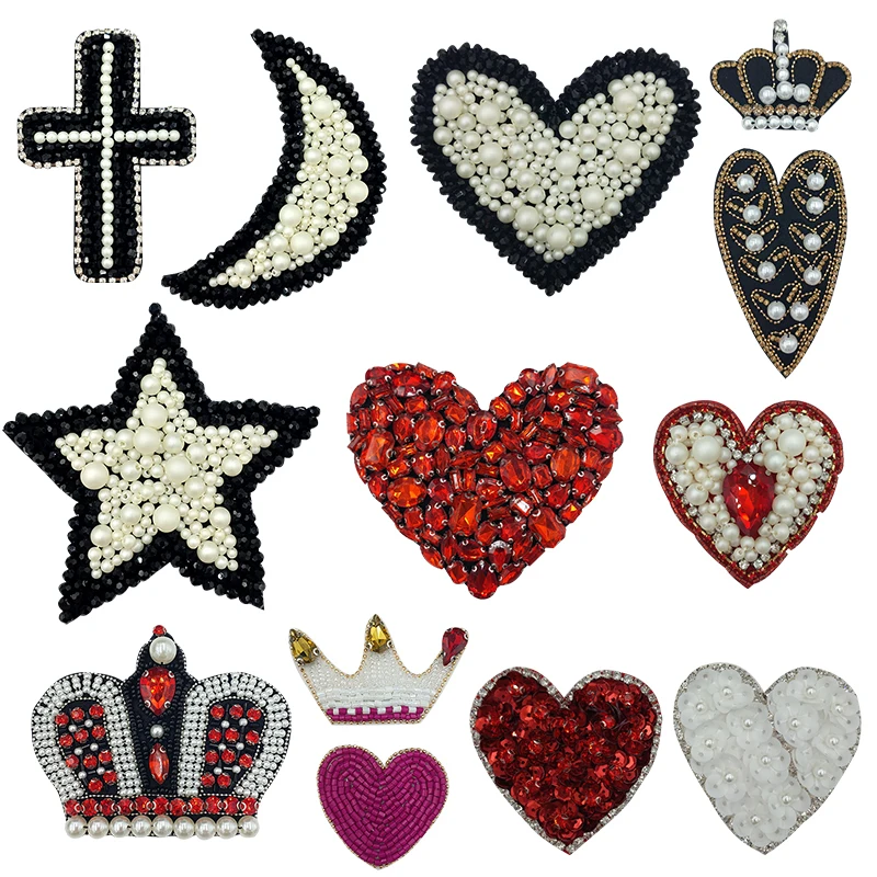 2pc Handmade Rhinestone Heart Beaded Crown Cross Design Crystal Patches Sew on Sequin For Clothing Badge Bag Shoes DIY Applique
2pc Handmade Rhinestone Heart Beaded Crown Cross Design Crystal Patches Sew on Sequin For Clothing Badge Bag Shoes DIY Applique