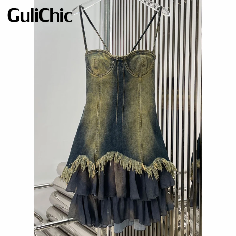 8,29 г., GuliChic, женское винтажное пикантное джинсовое мини-платье в стиле High Street с открытой спиной, потертостями, кисточками и оборками на подоле
8,29 г., GuliChic, женское винтажное пикантное джинсовое мини-платье в стиле High Street с открытой спиной, потертостями, кисточками и оборками на подоле