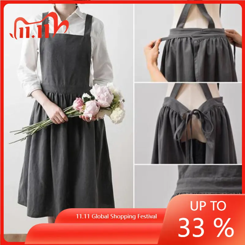 Women Bib Apron Cotton Linen Sleeveless Pinafore Dress Home Cooking Florist Cute Pink/green/grey Kitchen Tools Accessories
Women Bib Apron Cotton Linen Sleeveless Pinafore Dress Home Cooking Florist Cute Pink/green/grey Kitchen Tools Accessories