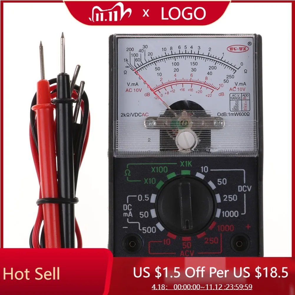 MF-110A Analog Multimeter Tool DC/AC 1000V Voltmeter 250mA Ammeter 1K Resistance Meter Voltage Current OHM Multi Meter Tester
MF-110A Analog Multimeter Tool DC/AC 1000V Voltmeter 250mA Ammeter 1K Resistance Meter Voltage Current OHM Multi Meter Tester