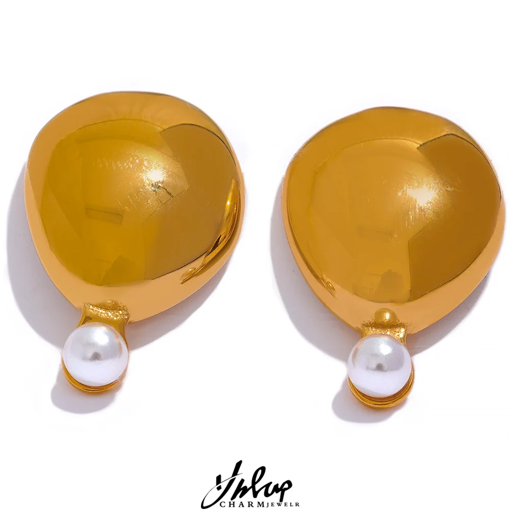 Yhpup 316L Stainless Steel Geometric Imitation Pearls Stud Earrings Golden Texture 18K PVD Plated Statement Jewelry for Women
Yhpup 316L Stainless Steel Geometric Imitation Pearls Stud Earrings Golden Texture 18K PVD Plated Statement Jewelry for Women