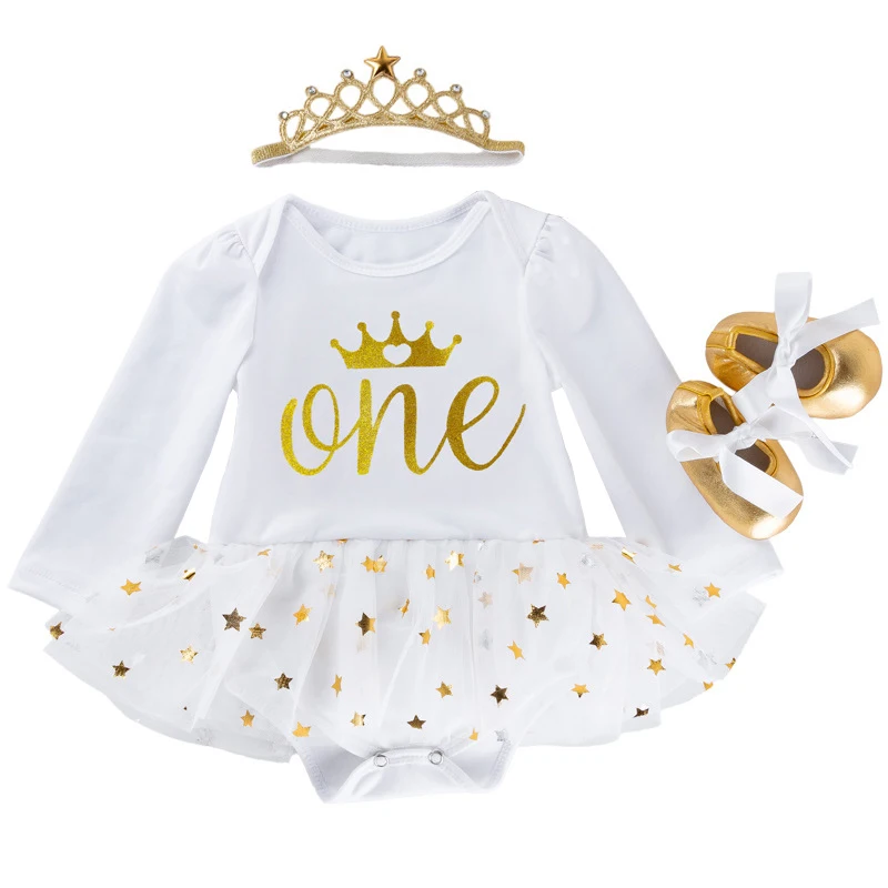 Crown ONE Print Baby Girl Clothes Long Sleeve Stars Tutu Skirts with Headdress and Shoes Princess Birthday Toddler Kids Clothing
Crown ONE Print Baby Girl Clothes Long Sleeve Stars Tutu Skirts with Headdress and Shoes Princess Birthday Toddler Kids Clothing