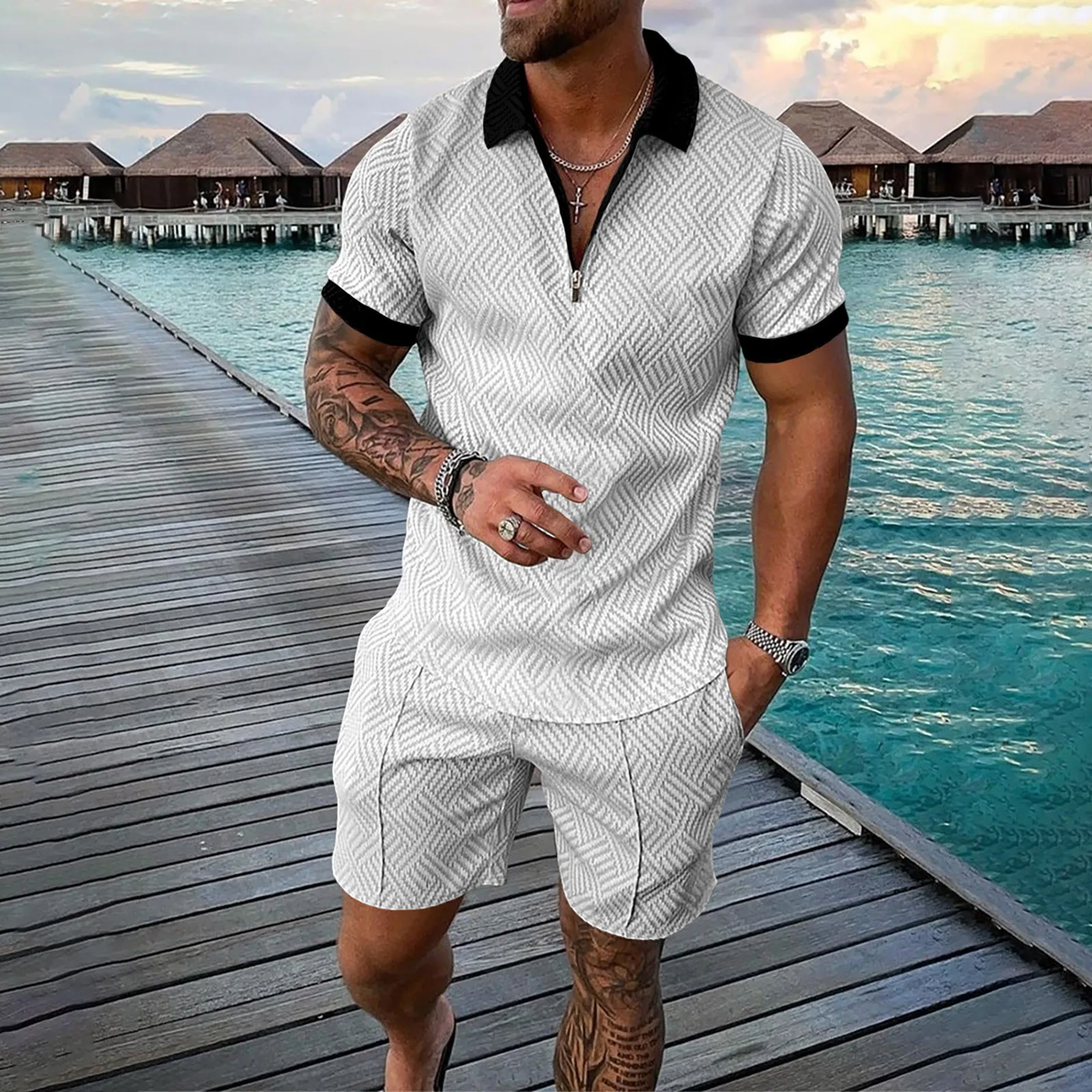 Men's Shirts&Shorts 2 Piece Sets Luxury Brand Casual Suit Zipper Lapel T-shirt Short Sleeve Tracksuit Male Jogger Outfits
Men's Shirts&Shorts 2 Piece Sets Luxury Brand Casual Suit Zipper Lapel T-shirt Short Sleeve Tracksuit Male Jogger Outfits