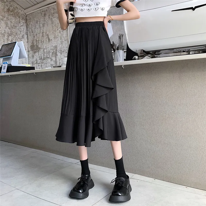 Summer 2021 New Women Korean Version High Waist Slim Elegant Long Skirts Female White Skirt Patchwork Irregular Ruffled Pleated
Summer 2021 New Women Korean Version High Waist Slim Elegant Long Skirts Female White Skirt Patchwork Irregular Ruffled Pleated