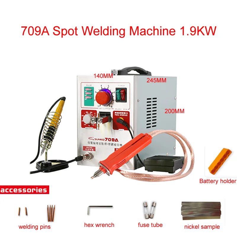 709A Spot Welding Machine 1.9KW 18650 Lithium Battery Pack Welder Machine For 18650 Battery Pack Welding Precision Spot Welders
709A Spot Welding Machine 1.9KW 18650 Lithium Battery Pack Welder Machine For 18650 Battery Pack Welding Precision Spot Welders