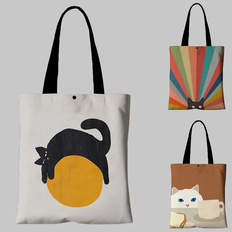 DICHOS cute cat hand bags for girls high qualities canvas illustration bags large capacity fashion shopping bag
DICHOS cute cat hand bags for girls high qualities canvas illustration bags large capacity fashion shopping bag
