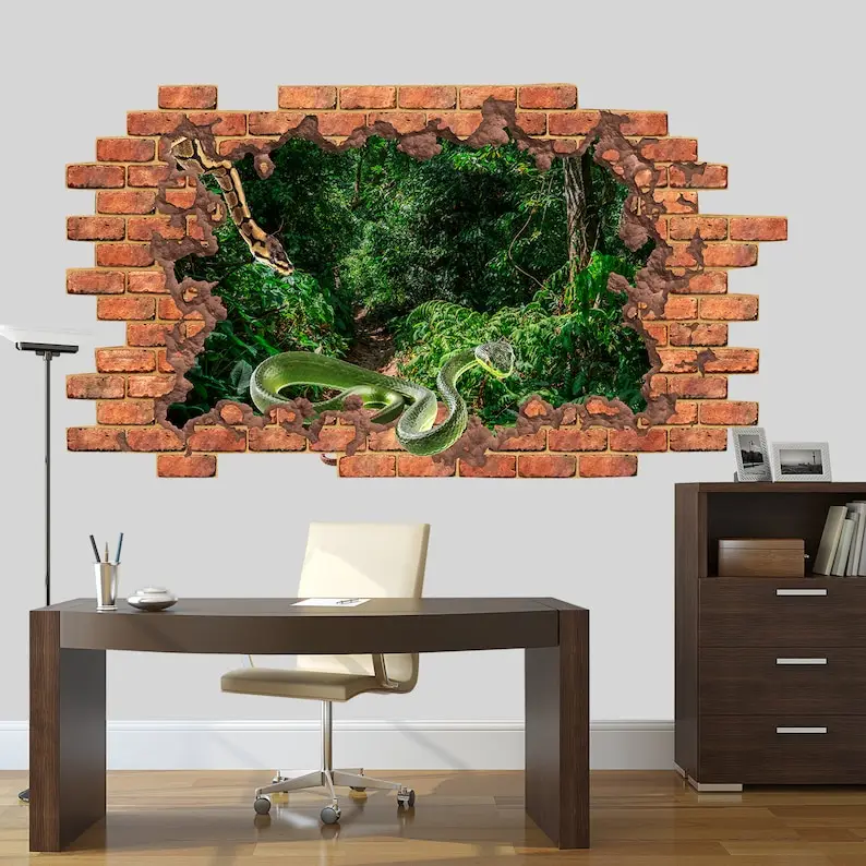 Tropical Snakes Wall Decal with 3D Effect Brick Hole in Broken Wall Mural Peel and Stick Wall Decal Boy Teen Bedroom Room Decor
Tropical Snakes Wall Decal with 3D Effect Brick Hole in Broken Wall Mural Peel and Stick Wall Decal Boy Teen Bedroom Room Decor