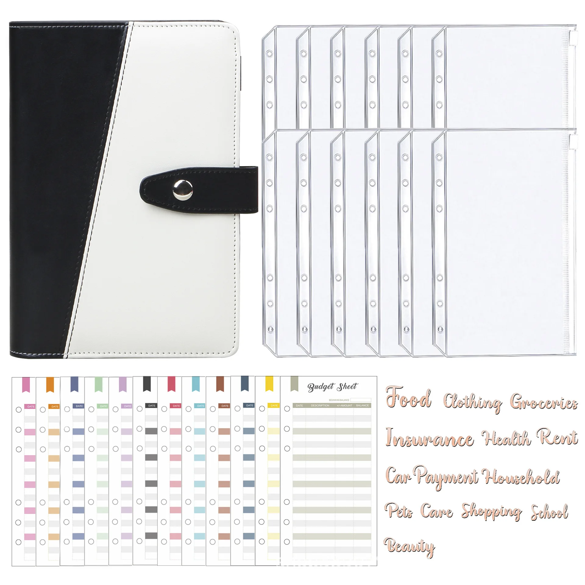 New A6 PU Leather Binder Budget Planner Cash Envelope System Binder with 12 PCS Binder Pockets, 12PCS Expense Budger Sheets
New A6 PU Leather Binder Budget Planner Cash Envelope System Binder with 12 PCS Binder Pockets, 12PCS Expense Budger Sheets