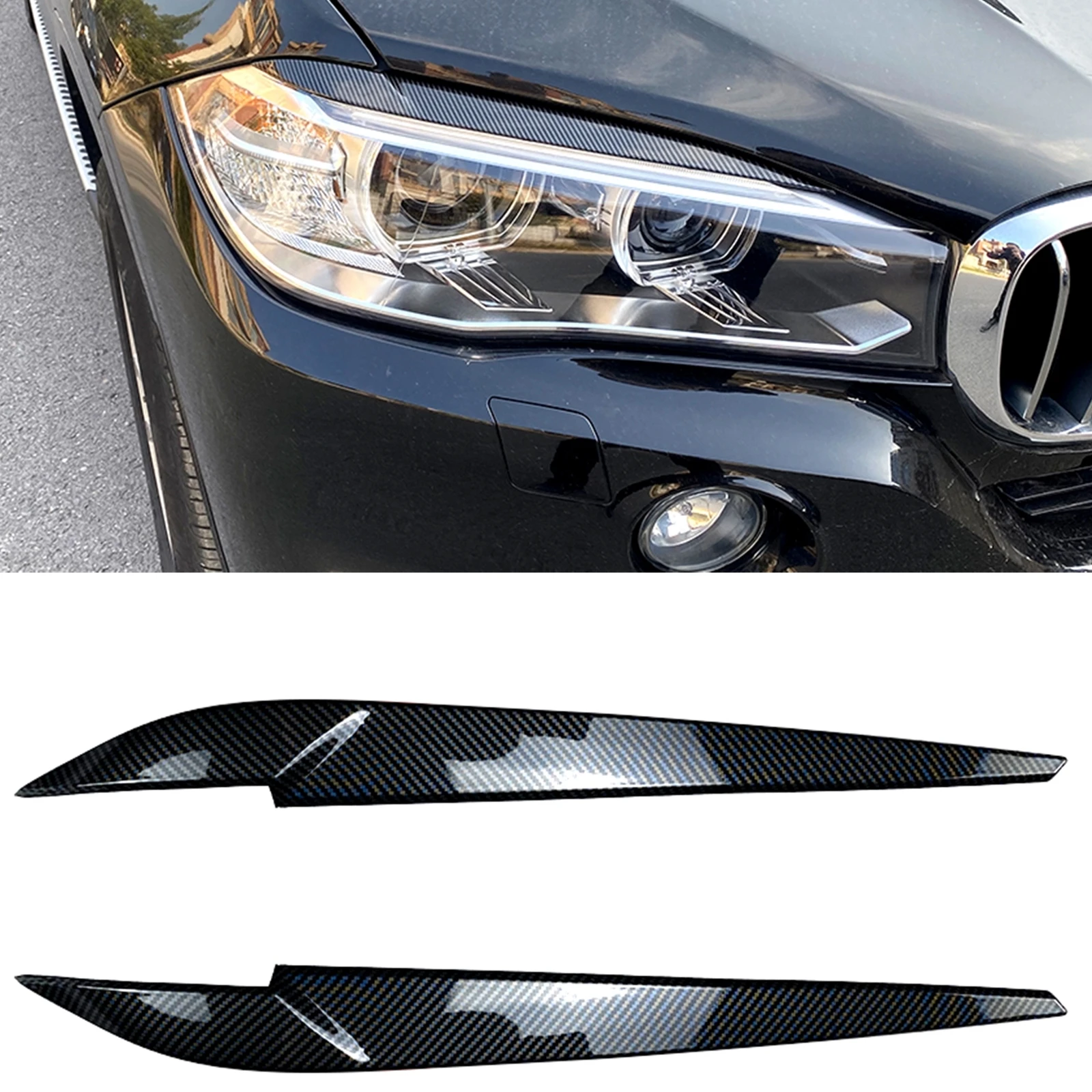 For BMW X5 X6 F15 F16 2014-2018 ABS Carbon Fiber Look Headlight Eyebrow Headlamp Eyelid Trim Front Head Light Lamp Cover Sticker
For BMW X5 X6 F15 F16 2014-2018 ABS Carbon Fiber Look Headlight Eyebrow Headlamp Eyelid Trim Front Head Light Lamp Cover Sticker