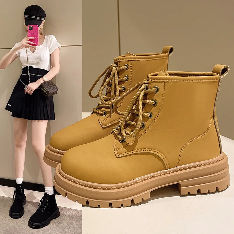 Autumn Boots Women's Shoes Fashion Round Leather Ankle Boots Winter Black Martin Boots Comfortable Botas Mujer Botas Femininas
Autumn Boots Women's Shoes Fashion Round Leather Ankle Boots Winter Black Martin Boots Comfortable Botas Mujer Botas Femininas
