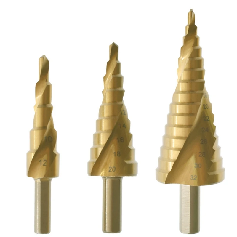 Titanium-Coated High Quality Triangle Shank Step Drill for Plastic Wood Metal Iron Aluminum Multi-holeTaper Drill Bit
Titanium-Coated High Quality Triangle Shank Step Drill for Plastic Wood Metal Iron Aluminum Multi-holeTaper Drill Bit