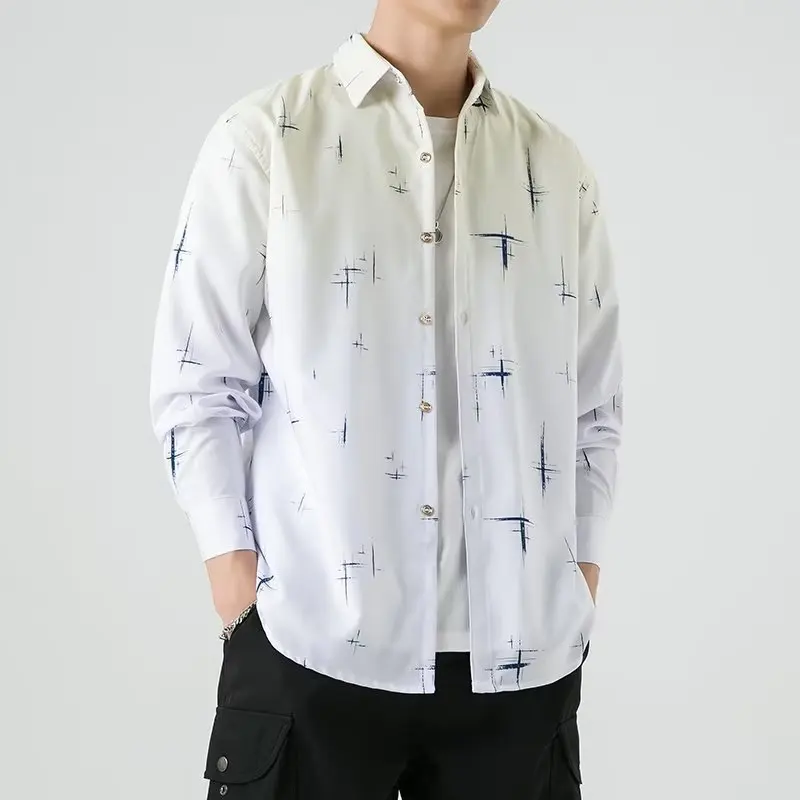 Мужская рубашка с длинным рукавом, градиентная винтажная гавайская рубашка в Корейском стиле, осень
Мужская рубашка с длинным рукавом, градиентная винтажная гавайская рубашка в Корейском стиле, осень