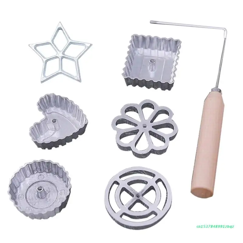 Шведские формы, деревенский материал из алюминиевого сплава с деревянной ручкой, форма для вафель, розетка, набор для выпечки на кухне 
Шведские формы, деревенский материал из алюминиевого сплава с деревянной ручкой, форма для вафель, розетка, набор для выпечки на кухне