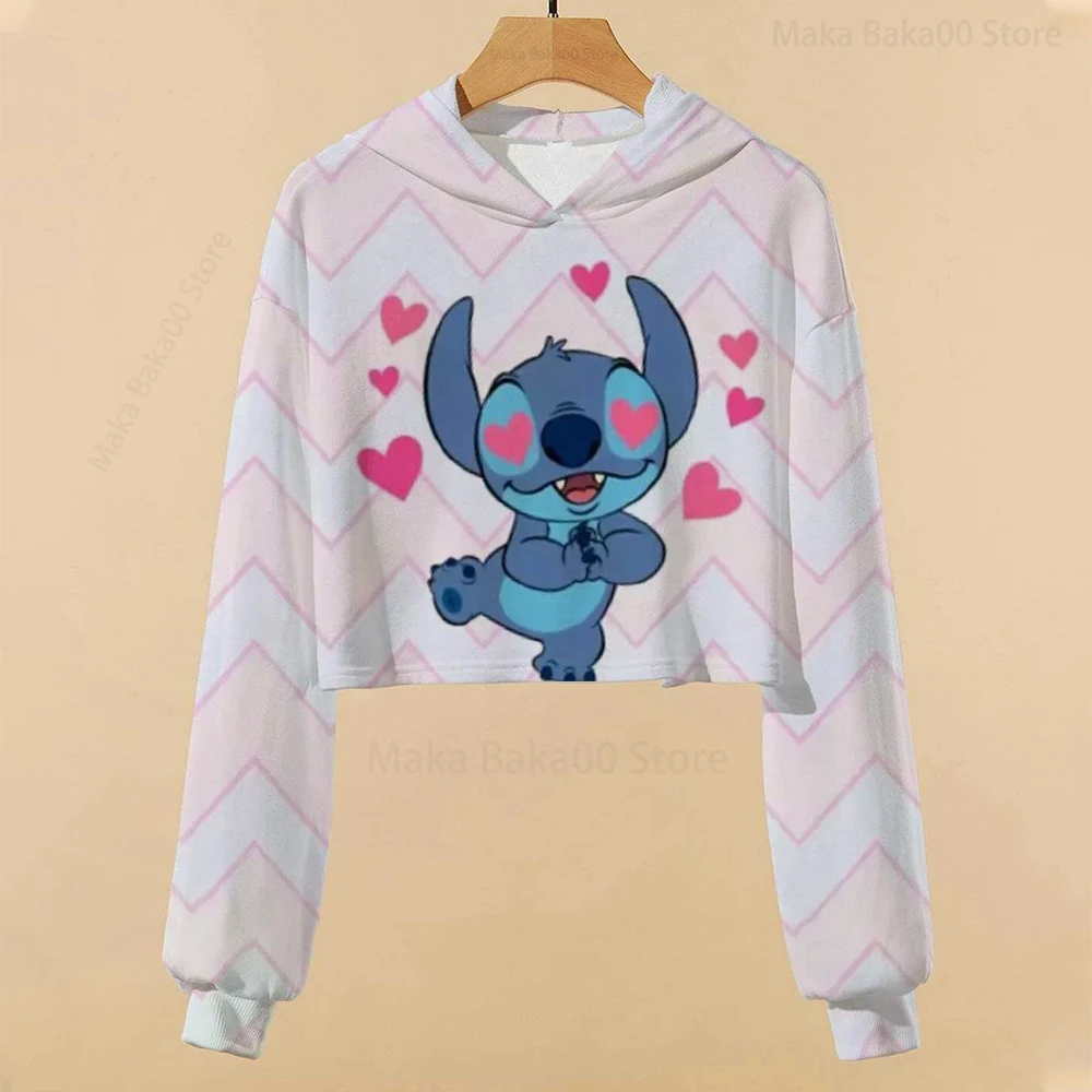 

Disney Stitch children's clothing hoodie casual cartoon new autumn and winter printing girls short sweater sweatshirt girls