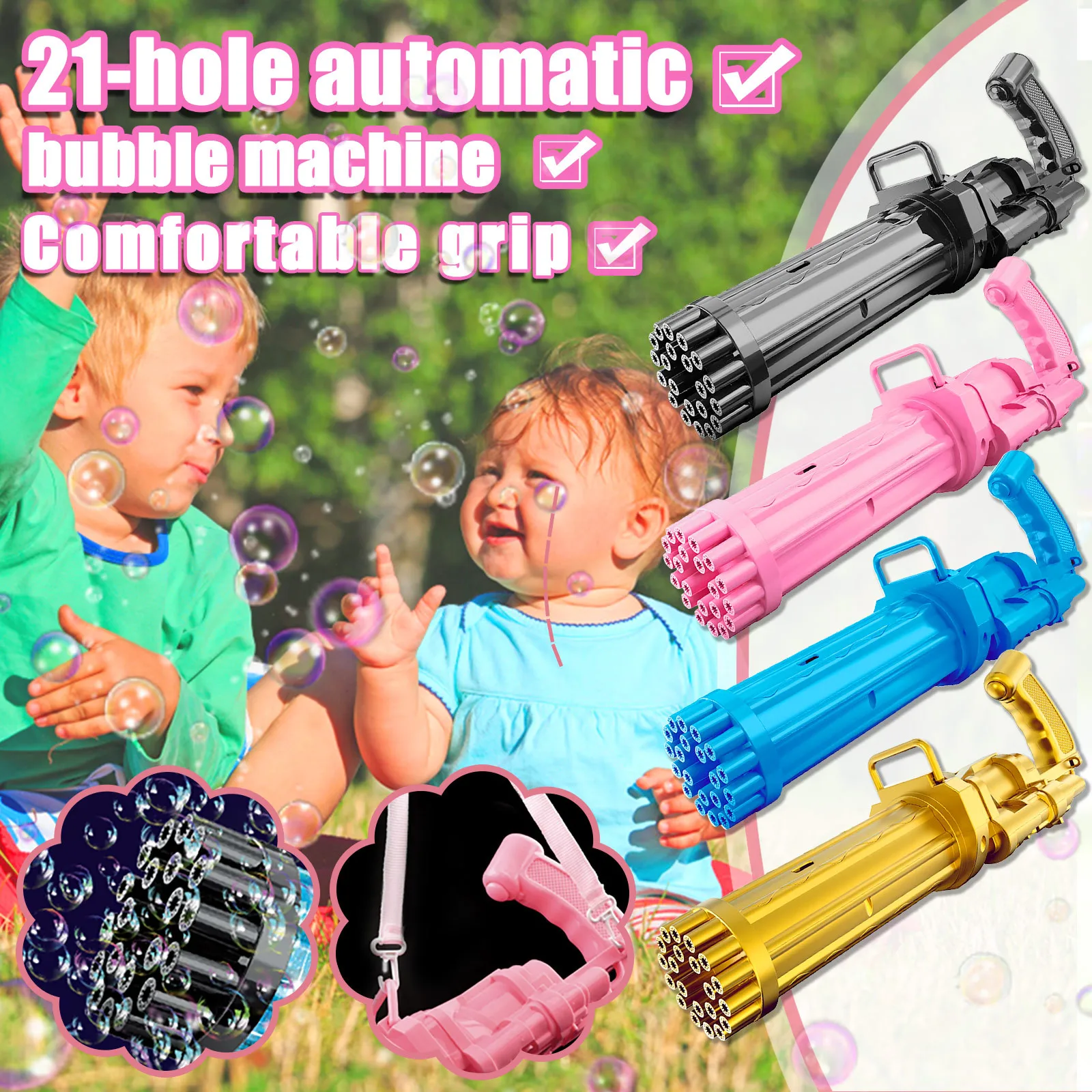 

Electric Bubble Machine Toy 21 Holes Bubble Maker Toy Children Outdoor Toys Bolle Di Sapone Bambini мыльные пузыри Pistola Burbu