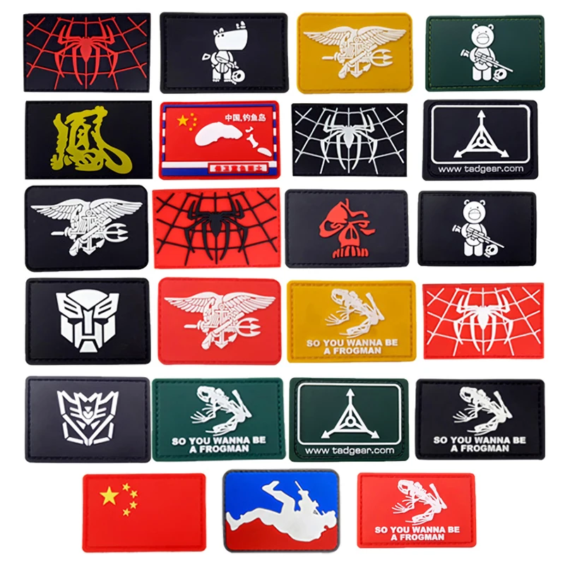 

Spider Frog Man Hook & Loop Patch PVC Soft Glue Flag Camo Armband Used for Military Outdoor Tactics Helmet Backpack Badge