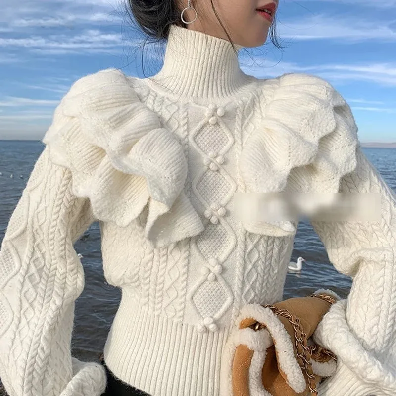 Autumn Winter Women Vintage Pullovers Sweaters 2022 Korean Fashion Turtleneck Long Sleeve Ruffles Elegant Sweater Sueter Mujer
Autumn Winter Women Vintage Pullovers Sweaters 2022 Korean Fashion Turtleneck Long Sleeve Ruffles Elegant Sweater Sueter Mujer
