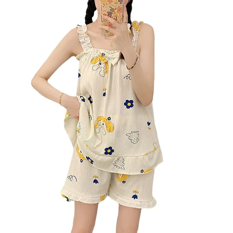 Young Girls Style Summer Sleepwear Set New Sling Shorts Dee Sexy Pajama Set Cute Women's Home Wear Clothes Print Pyjamas Set
Young Girls Style Summer Sleepwear Set New Sling Shorts Dee Sexy Pajama Set Cute Women's Home Wear Clothes Print Pyjamas Set