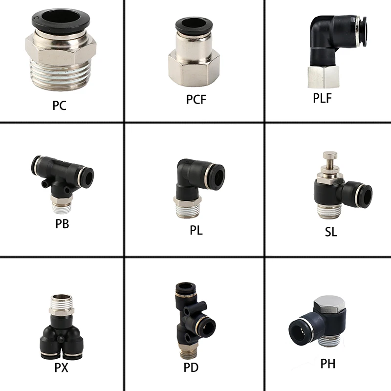 Accesorios de manguera de aire negra, Conector de tubo de acoplamiento rápido neumático, PCF PL, PC, 1/8, 1/4, 3/8, 1/2, 4mm/6mm
Accesorios de manguera de aire negra, Conector de tubo de acoplamiento rápido neumático, PCF PL, PC, 1/8, 1/4, 3/8, 1/2, 4mm/6mm