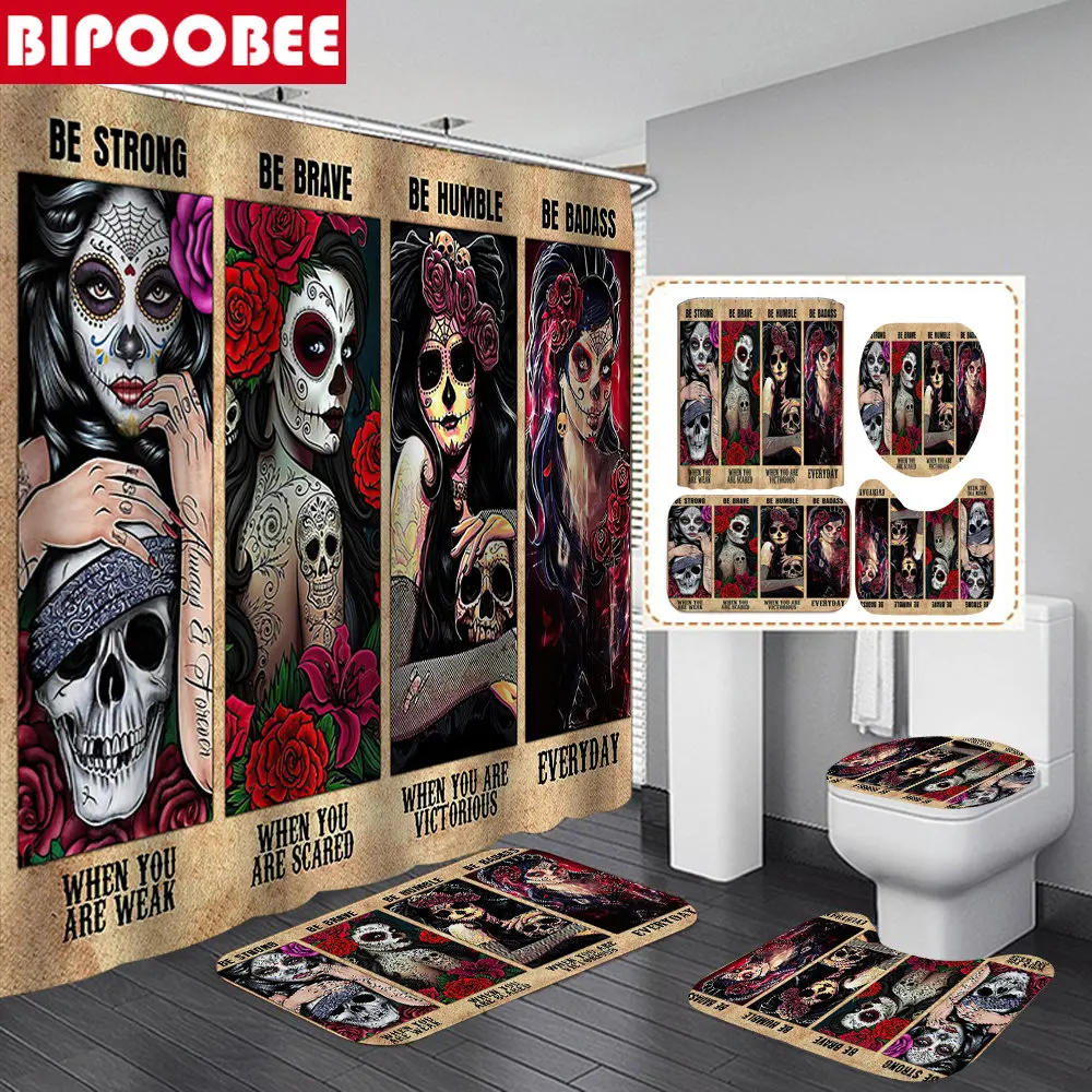 Sexy Girl Skull Makeup Rose Printed Shower Curtain with Hooks Home Decor Waterproof Bathroom Curtains Toilet Cover Non Slip Rugs
Sexy Girl Skull Makeup Rose Printed Shower Curtain with Hooks Home Decor Waterproof Bathroom Curtains Toilet Cover Non Slip Rugs
